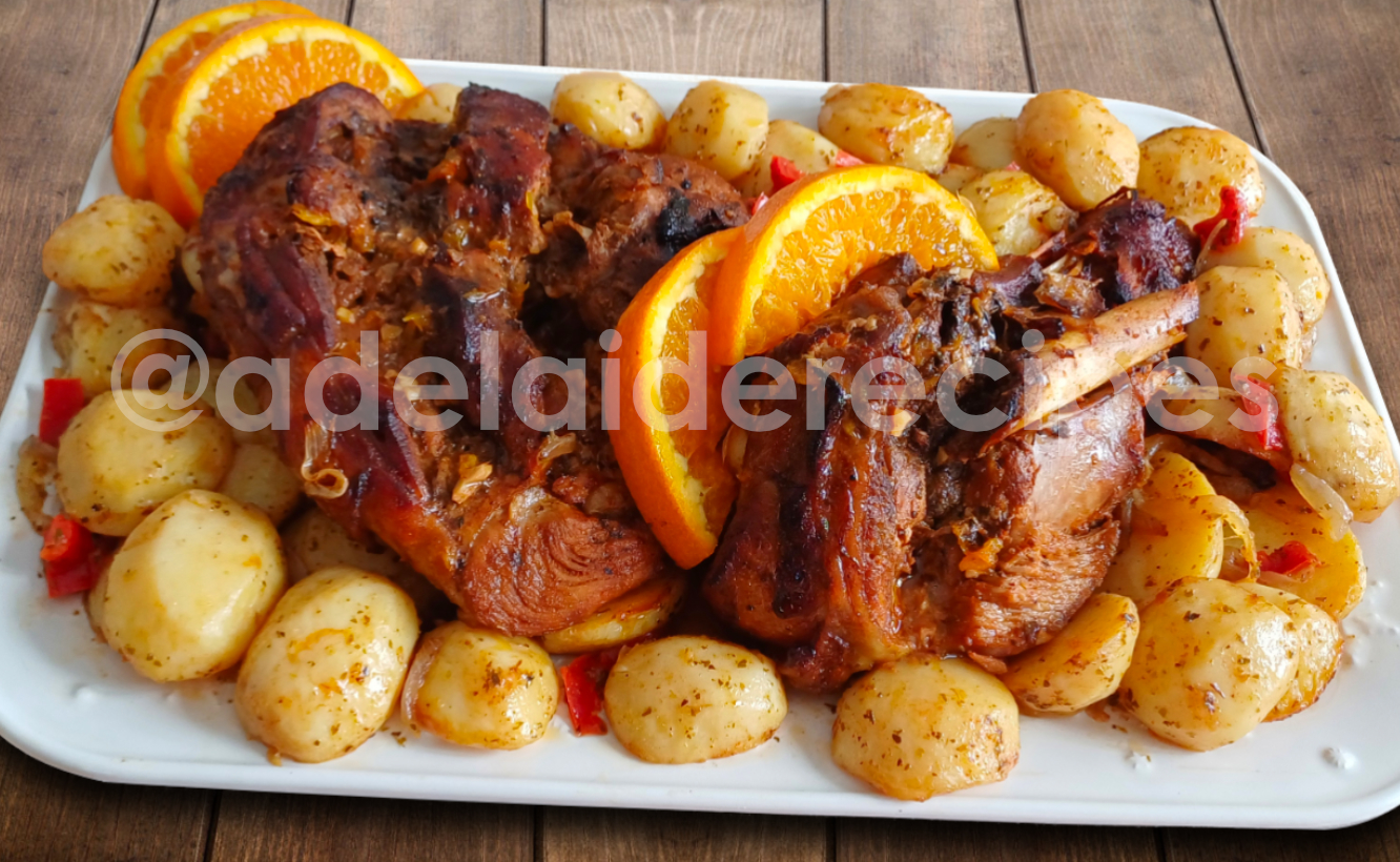 Perna de Peru com Laranja no Forno e Batatas Crocantes