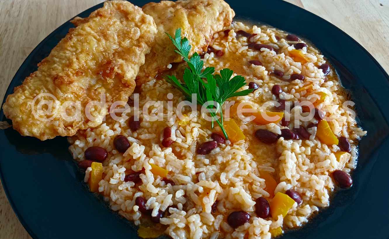 Filetes de Pescada com Arroz de Feijão