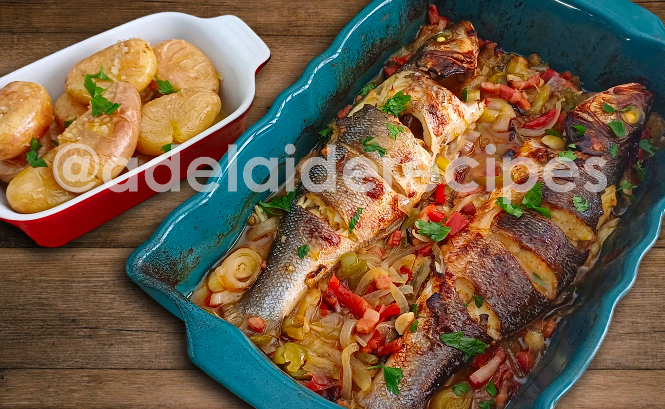 ROBALO no FORNO com BATATAS À MURRO e LEGUMES