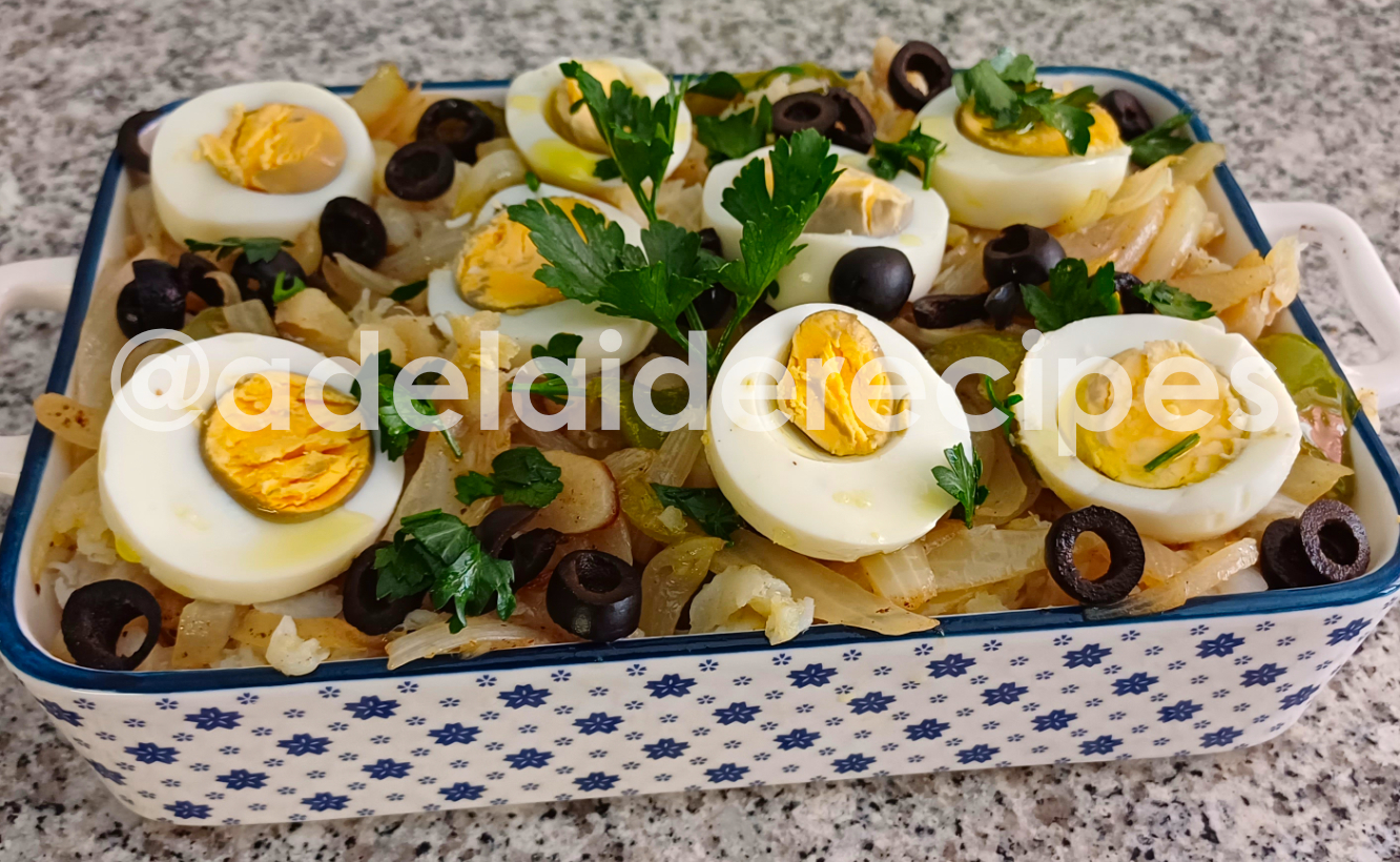 Salada de Grão de Bico com Bacalhau