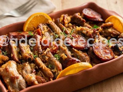 Arroz de Entrecosto com Chouriço no Forno | Receita Portuguesa